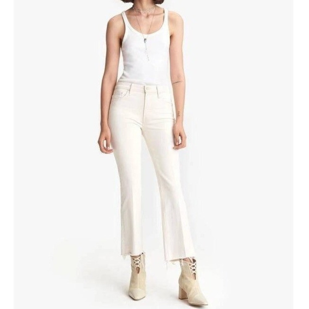 Mother The Insider Ankle Fray Jeans Act Natural White Cream 28